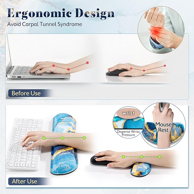 Gimars Upgrade Enlarge Gel Memory Foam Set Keyboard Wrist Rest Pad, Mouse Wrist - Image 3
