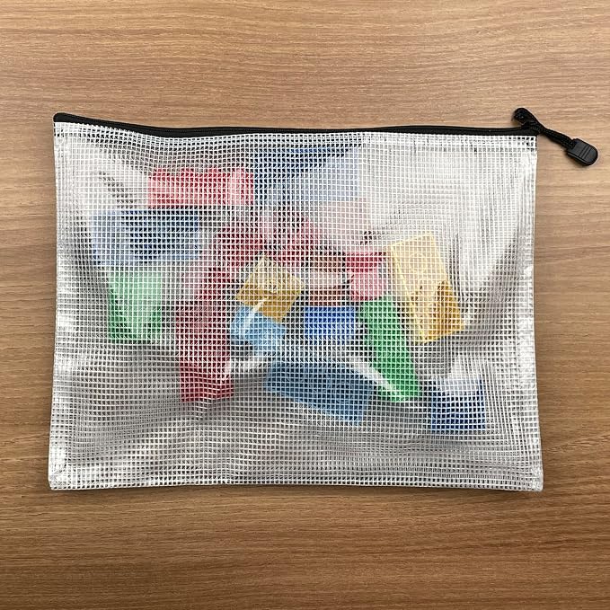 Oaimyy-18 Pcs, Plastic Mesh Zipper Pouch Document Folders Bag Zipper Zip File - Image 9