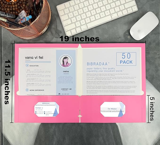 100 Packs Color Folders with Pockets, Two Pocket Folders Bulk Fit Letter Size - Image 5