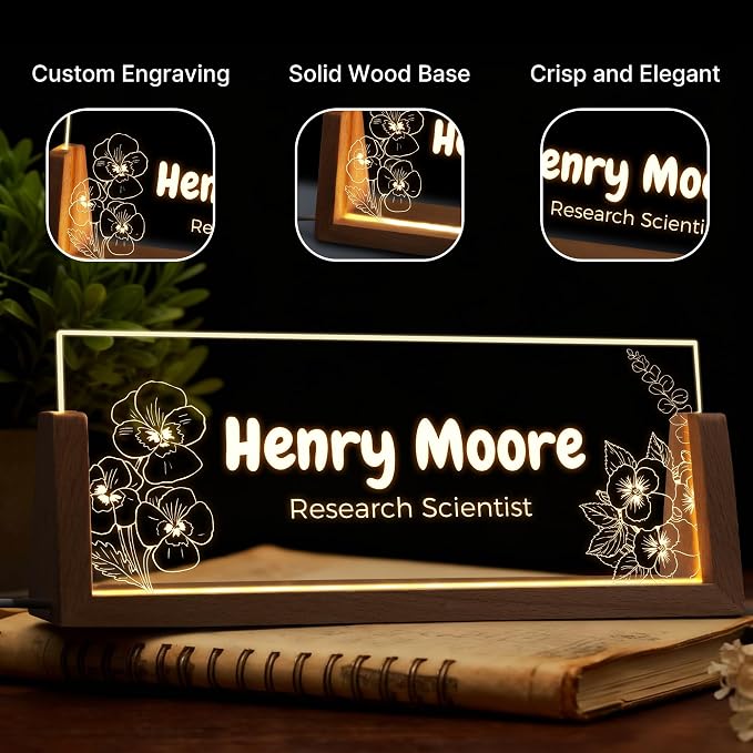 Custom Light Up Name Plate for Desk, Personalized LED Acrylic Name Sign - Image 3