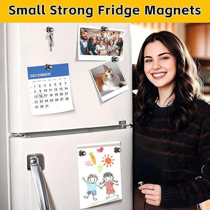 VNDUEEY 90 Pack Black Fridge Magnets, Refrigerator Magnets Strong Magnets - Image 2