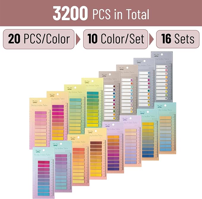 Mr. Pen- Colorful Sticky Tabs, 16 Sets, Translucent Page Markers | - Image 2