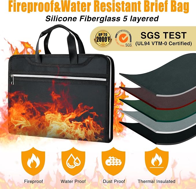 Accordion File Organizer, Fireproof Safe Document Bag, Expanding File Folder - Image 4