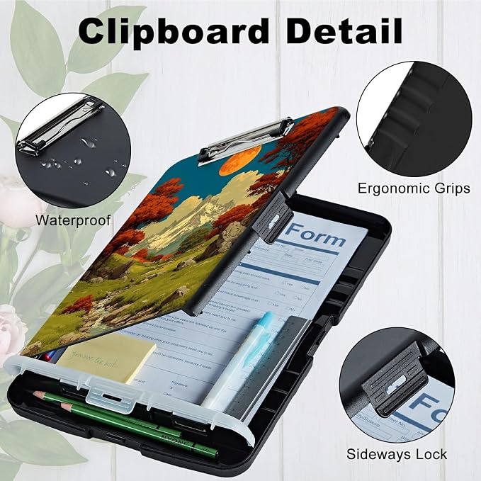 A4 Clipboard with Storage Pen Holder, Clipboards Organizer Nursing Clipboard - Image 3