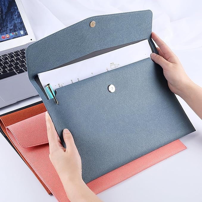 VANRA 1 Piece PU Leather Envelope File Folders A4 Paper Document Filing - Image 4