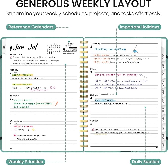 Planner 2026-2027, Academic Year Monthly and Weekly Calendar Planner, Jul 2026 - Image 3
