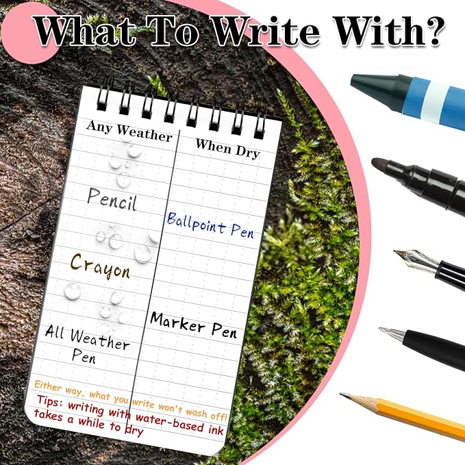 COIDEA Waterproof Notebook, 4 Pack Top-Spiral Pocket Notepad, All Weather - Image 6