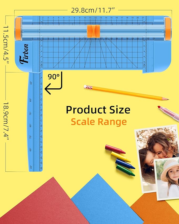 Firbon Blue A5 Paper Cutter, Straight Small Paper Trimmer with Side Ruler for Scrapbooking Craft, Paper, Coupon, Label, Cardstock-DeskLoop Office