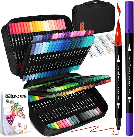 120 Colors Dual Tip Brush Pens Art Markers by ColoringForFun