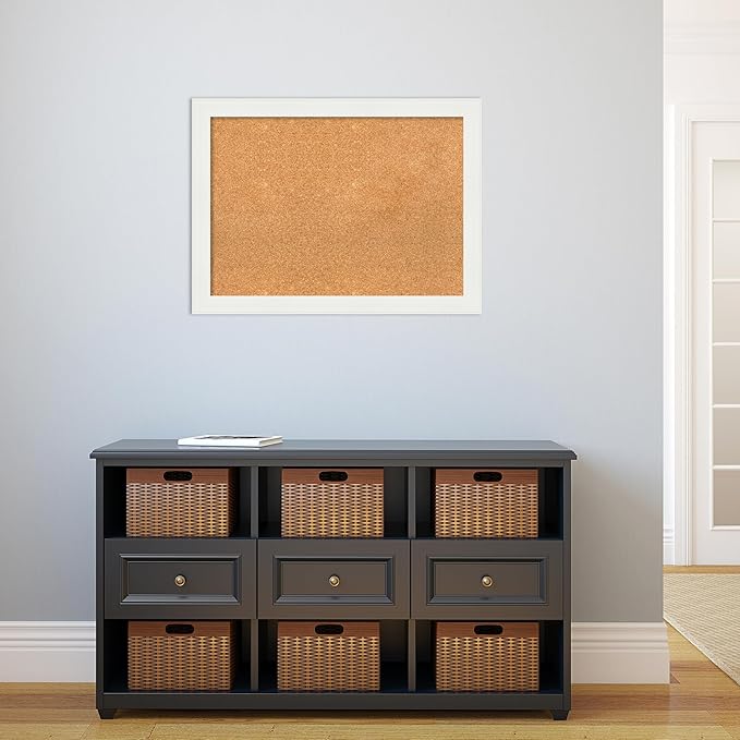 Amanti Art Natural Cork Board for Wall, 23x31 Vision Board with White Frame, Medium Corkboard Office Decor for Home Organization, Casual Corkboard Pinboard to Display Items for Home Organization in-DeskLoop Office