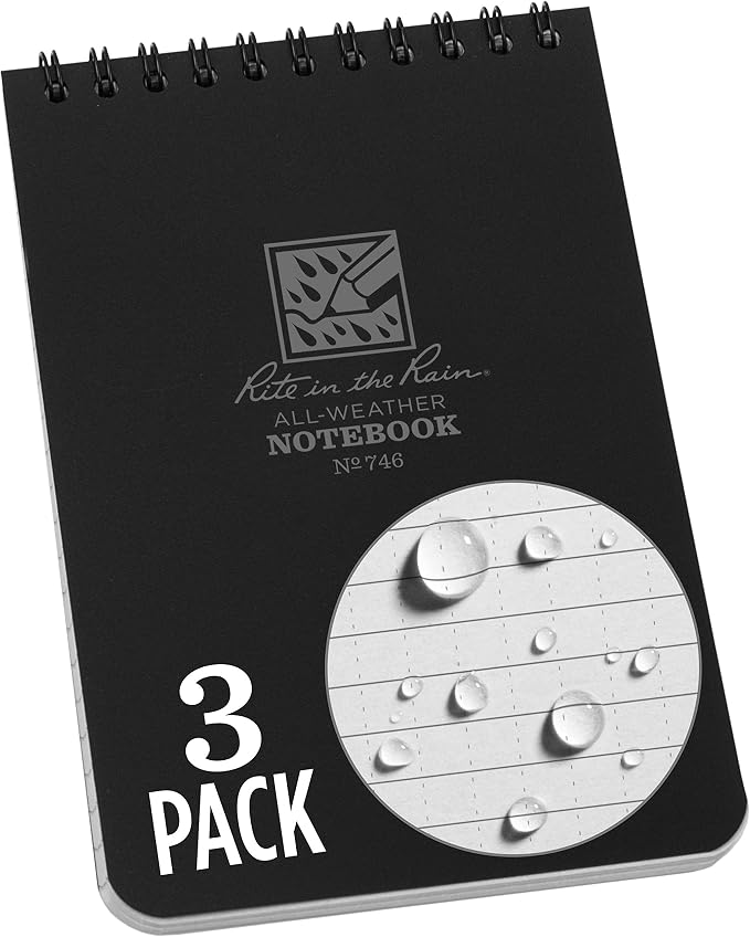Rite In The Rain Weatherproof Top-Spiral Notebook, Universal Pattern, 3 Pack by RiteintheRain