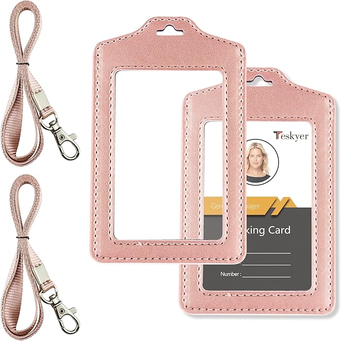 Teskyer 2 Pack Double Sided Clear Badge Holder by TESKYER