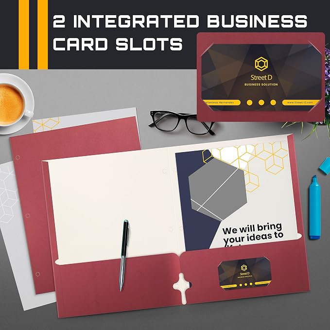 Better Office Products Two Pocket Portfolio Folders, Letter Size Paper Folders - Image 4