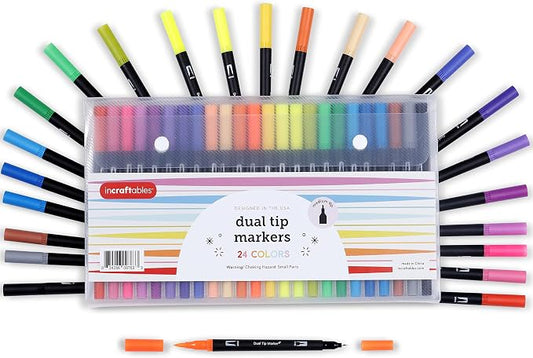 Incraftables Dual Tip Markers – Adult Coloring, Brush Tip & Fine Tip Markers by Incraftables