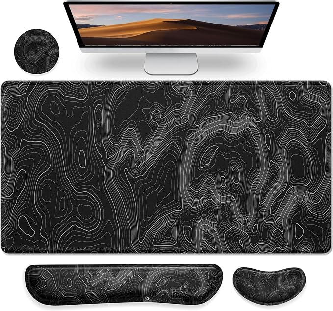 Gimars 4 in 1 Mouse Pad and Keyboard Wrist Rest Set, Large Mouse Pad by Gimars