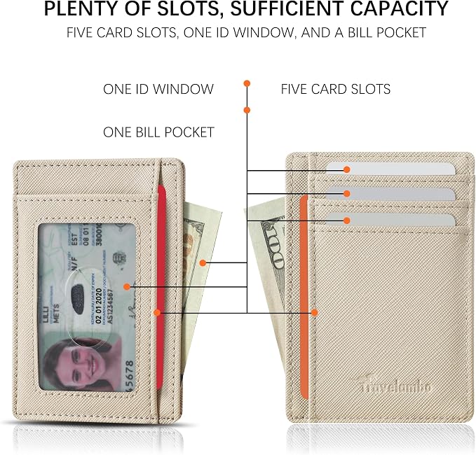 Travelambo Front Pocket Minimalist Leather Slim Wallet RFID Blocking Medium Size - Image 3