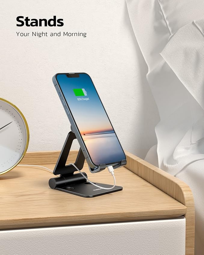 Nulaxy Dual Folding Cell Phone Stand, Fully Adjustable Foldable Desktop Phone - Image 2