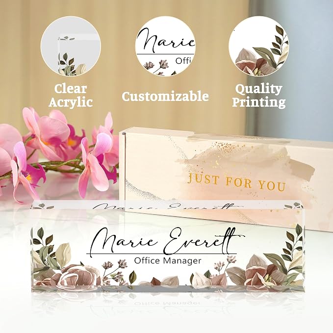 Custom Desk Name Plate, Personalized Acrylic Office Decor, Employee - Image 6