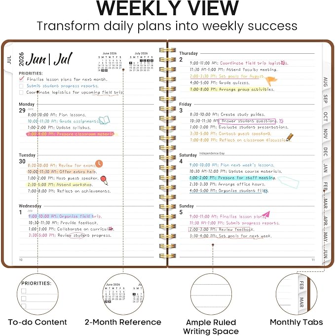 Academic Planner 2026-2027, Weekly and Monthly Calendar Planner Book, July 2026 - Image 3