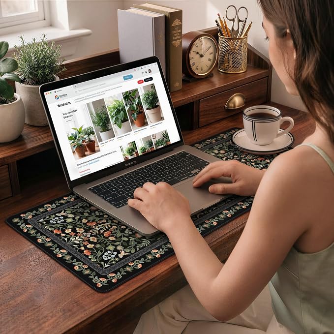 iCasso Aesthetic Floral Desk Mat, L Mouse Pads, Anti-Slip Retro Mousepad - Image 8