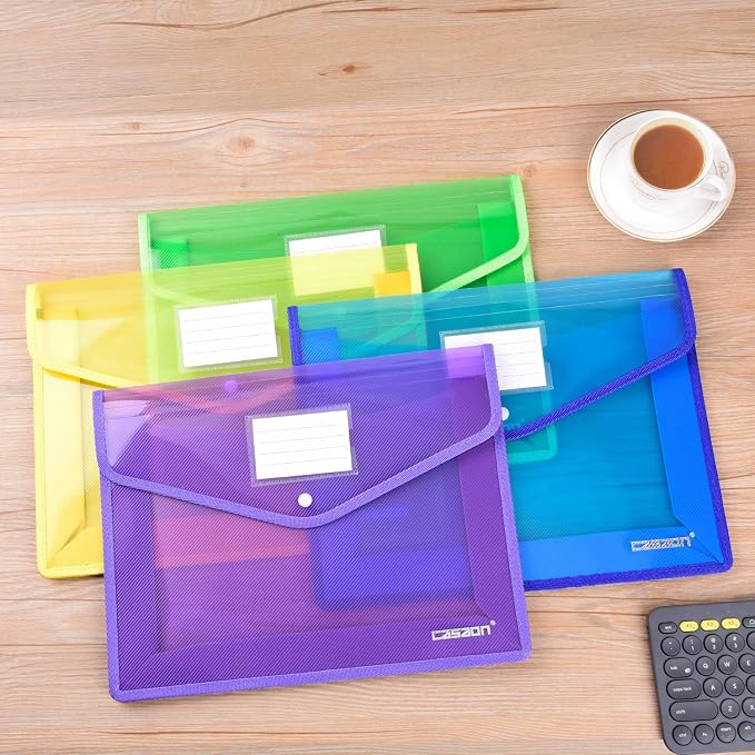 7 Pack B4 Plastic File Folders Waterproof Transparent Expandable File Folder - Image 6