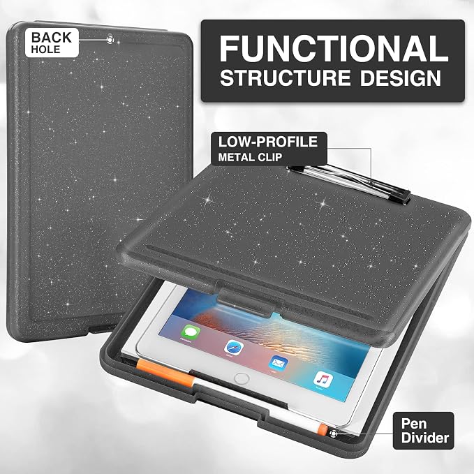 Sooez Clipboard with Storage, Plastic Storage Clipboards with Low Profile Clip - Image 2