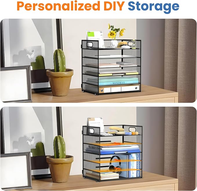 Daltack 6 Tier Paper Organizer for Desk, Paper Letter Tray Organizer for Desks - Image 3