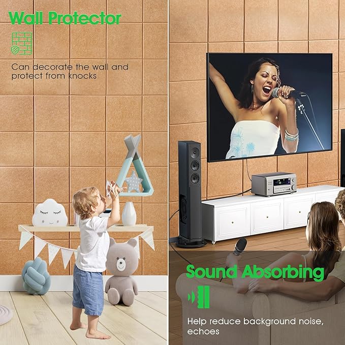 Large Cork Board for Office Wall Decor,48"x36"-12 Pack Felt Wall Tiles with Safe Removable Adhesive Tabs, 1/2" Thick, Felt Bulletin Board Pin Board Cork Boards for Walls - Copper-DeskLoop Office