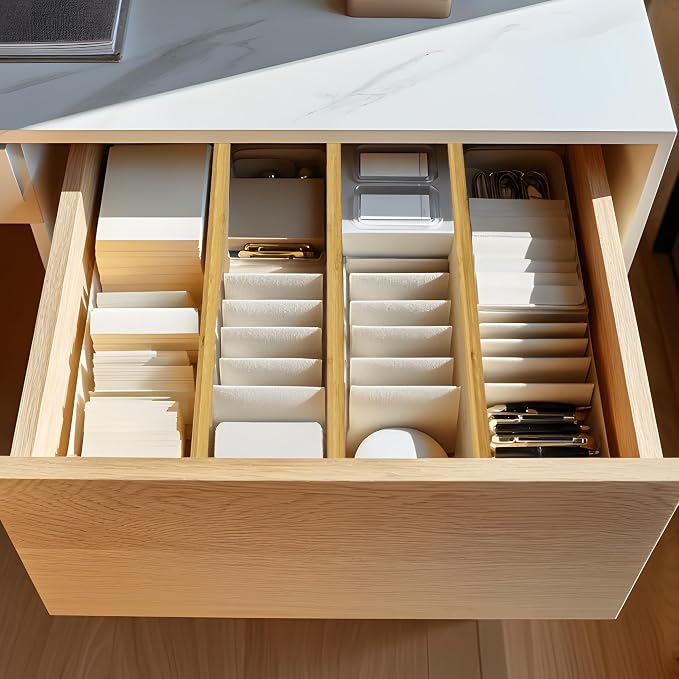 VaeFae 6 Pack Bamboo Drawer Dividers, Expandable Separators - Image 7