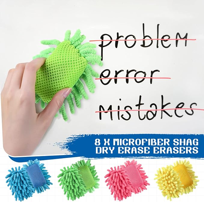 Zhehao 8 Pieces Microfiber Shag Dry Erase Erasers Washable Magnetic Whiteboard - Image 4
