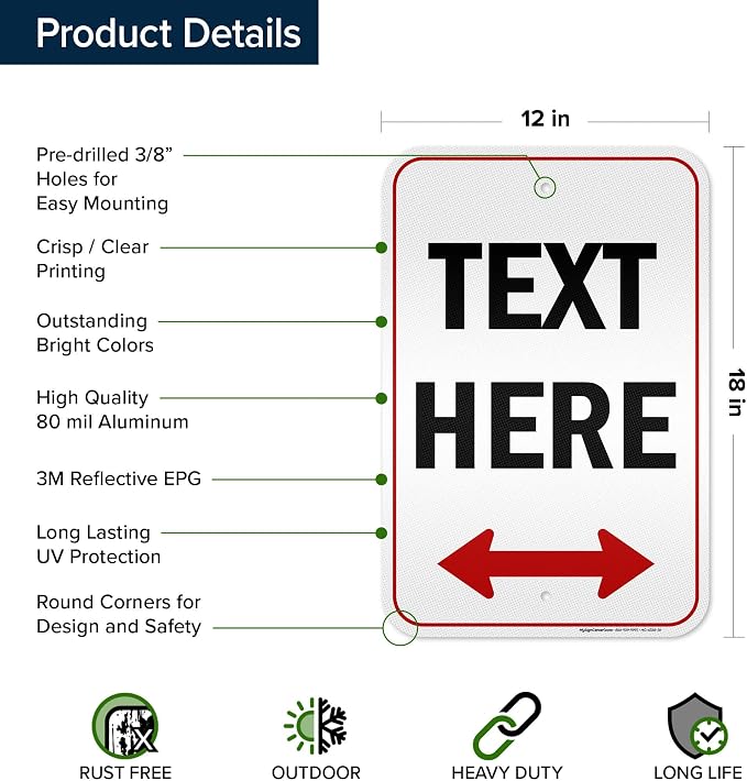 Custom Arrow, Custom Directional Sign, Two Way Arrow, 12x18 Inches, 3M EGP - Image 6
