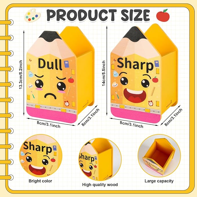 2 Pcs Pencil Shaped Pencil Holder Sharp and Dull Pencil Holder Wooden Dispenser - Image 2