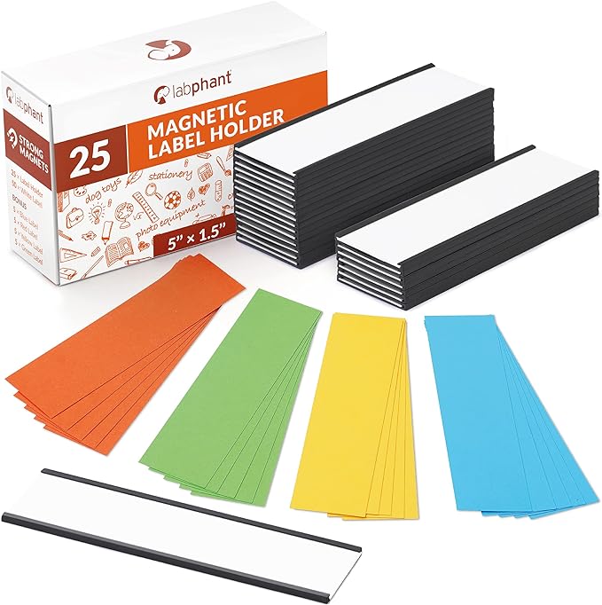 25 Pack C Channel Magnetic Label Holders 5x1.5 by labphant