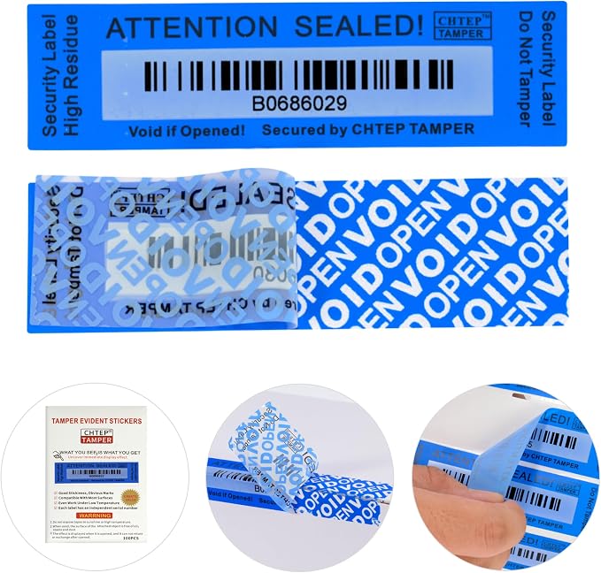 ChtepTamper 100 Pieces Total Transfer Tamper-Evident Stickers Security Labels by ChtepTamper