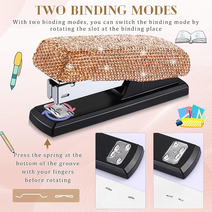 Yexiya Champagne Gold Sparkle Bling Stapler - Image 4