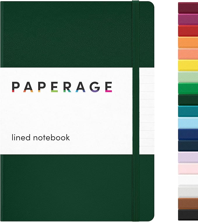 PAPERAGE Lined Journal Notebook, (Dark Green), 160 Pages, Medium 5.6 in x 8 in - 100 GSM Thick Paper – Hardcover Journaling Notebook for Work, School & Note Taking-DeskLoop Office