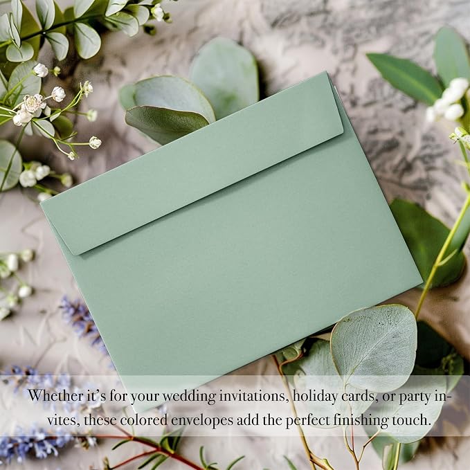 Slapaflife 50 Packs 5x7 Envelopes, Sage Green 5x7 Envelopes - Image 5