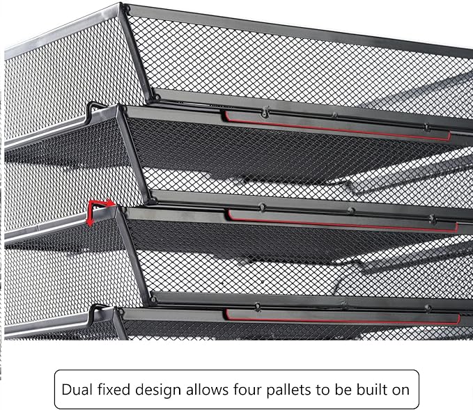 4 Tier Mesh Stackable File Trays Letter Trays, Office Paper Organizer - Image 4