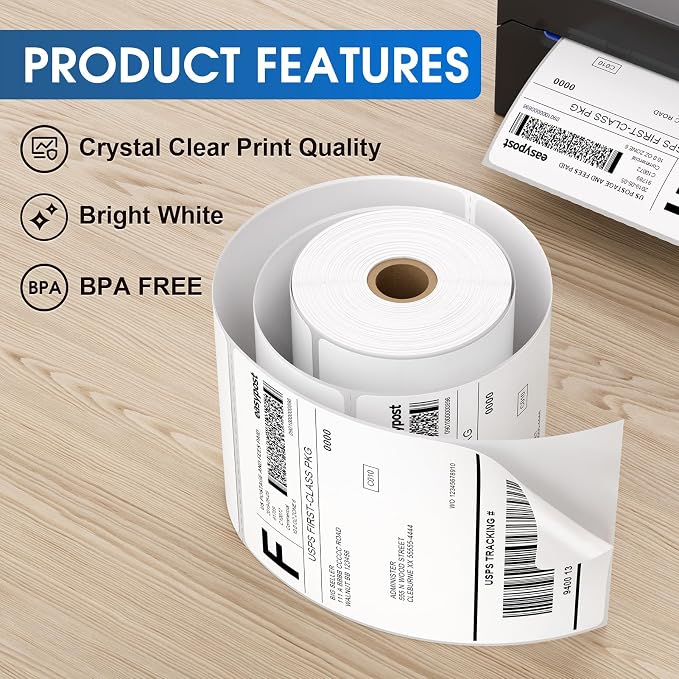 MaxGear 4" x 6" Direct Thermal Labels, Commercial Grade, Permanent Adhesive - Image 2