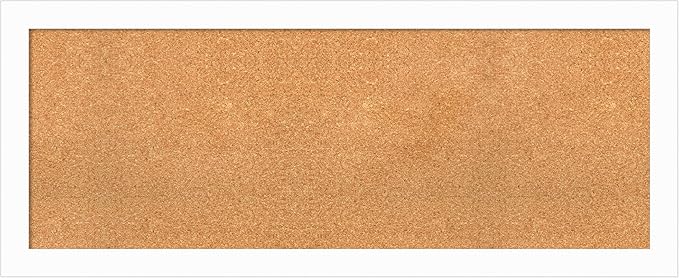 Amanti Art Natural Cork Board for Wall, 19x47 Vision Board with White Frame, Oversize Corkboard Office Decor for Home Organization, Casual Corkboard Pinboard to Display Items for Home Organization in-DeskLoop Office