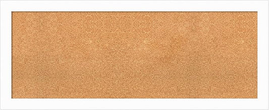 Amanti Art Natural Cork Board for Wall, 19x47 Vision Board with White Frame, Oversize Corkboard Office Decor for Home Organization, Casual Corkboard Pinboard to Display Items for Home Organization in-DeskLoop Office