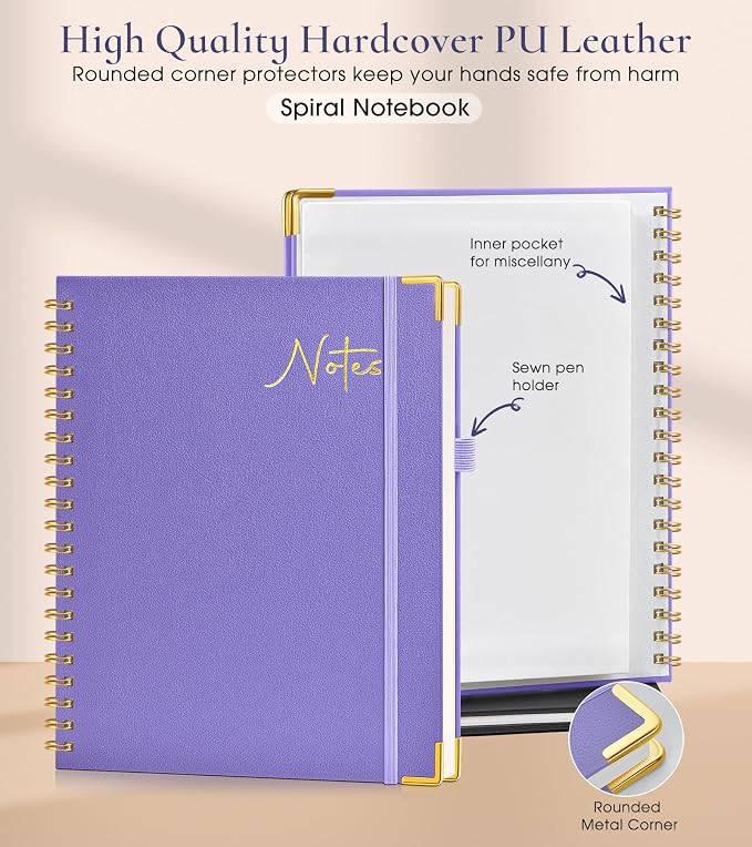 Hardcover Spiral Notebook Journal 8.5” x 11”, A4 Large Leather Notebooks - Image 2