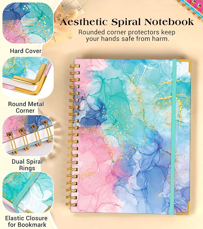 Lined Spiral Notebook Journal for Women, 150 Pages Cute Notebooks 5.75” x 8.38” - Image 4