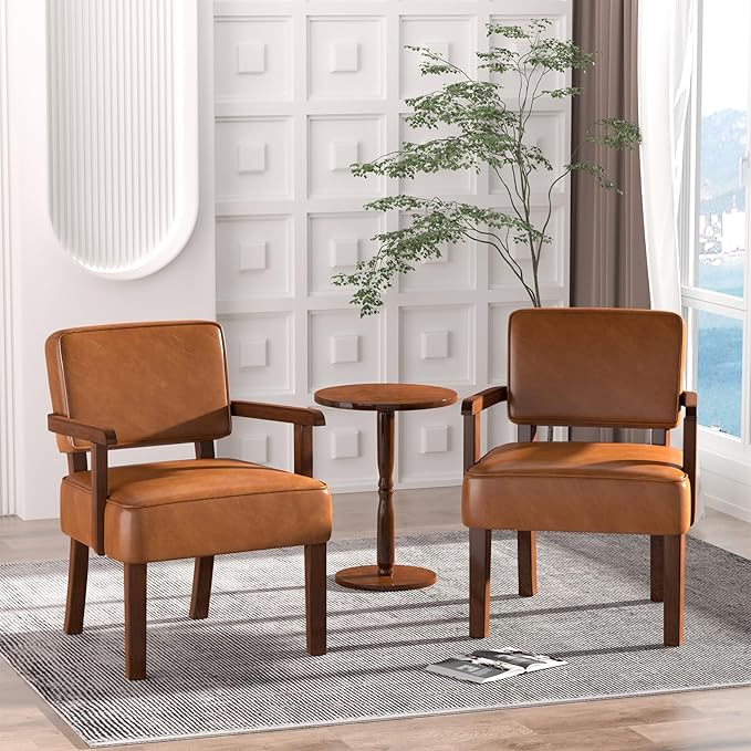 Accent Chair, PU Leather Living Room Chairs Oversize with Soft Seat and Armrests for Living Room Dinning Room Bedroom Reading Room Waiting Room-DeskLoop Office