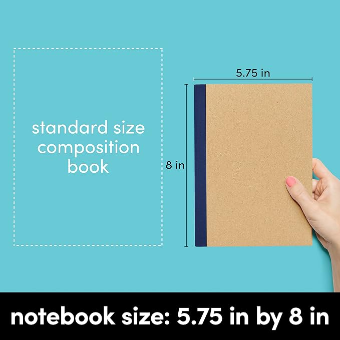 PAPERAGE 6-Pack Composition Notebook Journals, 120 Pages, Kraft Cover - Image 5