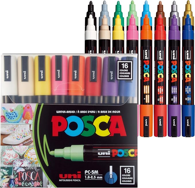 Uni Posca Paint Marker PC-5M Medium Bullet Standard Colors Set of 16 by Unknown