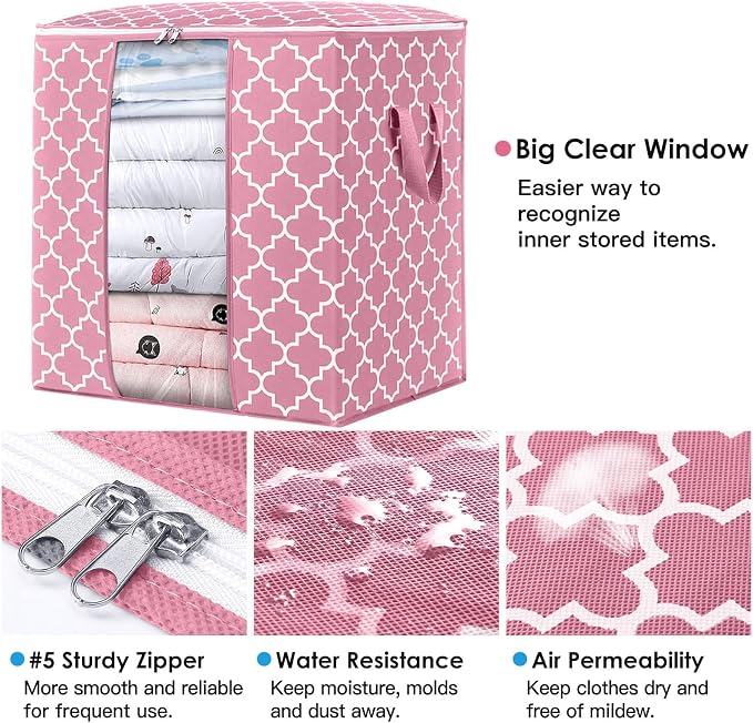 WISELIFE Storage Bags 4 Pack/100L Large Blanket Clothes Organization and - Image 3