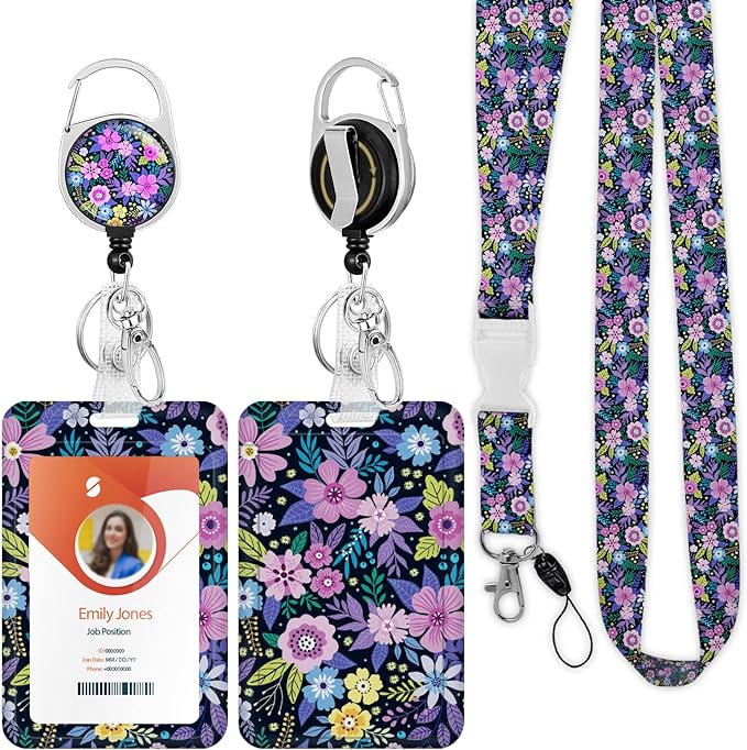 ID Badge Holder with Lanyard, Retractable ID Badge Card Holders Detachable Neck by Boutilon
