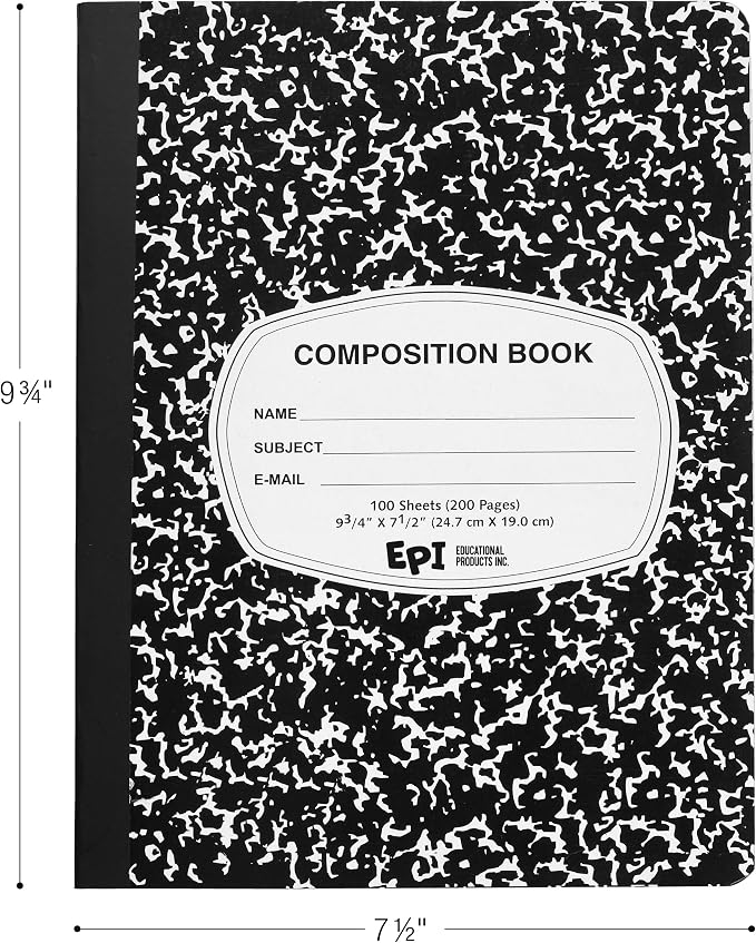 4 Pack - EPI Marble Hardcover Wide Ruled Composition Notebook | 200 Pages - Image 2