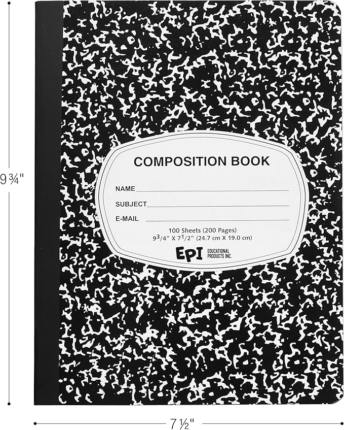 12 Pack - EPI Marble Hardcover Wide Ruled Composition Notebook | 200 Pages - Image 2